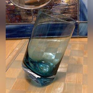 Vintage Slanted Drinking Glass Collectible Art Glass